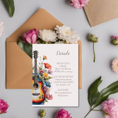 ギターワイルドフラワーミュージカルカントリー春の結婚式 エンクロージャーカード