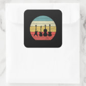 ギターヴィンテージレトロサンセットギター音楽ギフト スクエアシール (バッグ)