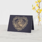 ギター付きの女性 カード (黄色い花)