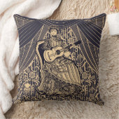 ギター付きの女性 クッション (ブランケット)