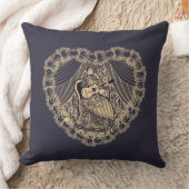 ギター付きの女性 クッション (ブランケット)