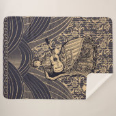 ギター付きの女性 シェルパブランケット (正面(横))