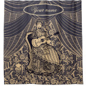 ギター付きの女性 シャワーカーテン (正面)