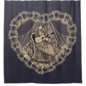 ギター付きの女性 シャワーカーテン (正面)