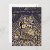 ギター付きの女性 シーズンポストカード (正面/裏面)