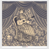 ギター付きの女性 シール (シート)