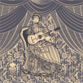 ギター付きの女性 シール (正面)