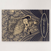 ギター付きの女性 ジグソーパズル (横)