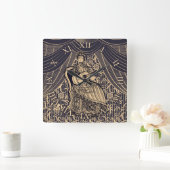 ギター付きの女性 スクエア壁時計 (ホーム)