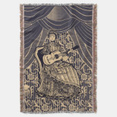 ギター付きの女性 スローブランケット (正面縦)