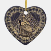 ギター付きの女性 セラミックオーナメント (正面)