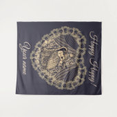 ギター付きの女性 タペストリー (正面(横))