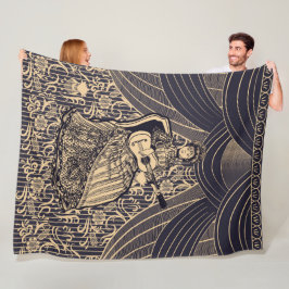 ギター付きの女性 フリースブランケット