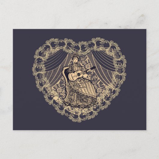 ギター付きの女性 ポストカード (正面)