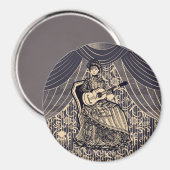 ギター付きの女性 マグネット (正面/裏面)