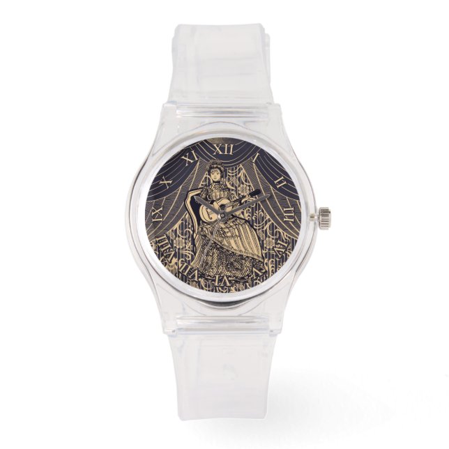 ギター付きの女性 腕時計 (正面)