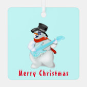 ギター付きクリスマスオーナメントスノーマン – おもしろい メタルオーナメント (裏面)