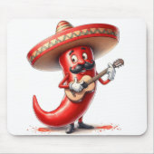 ギター付きメキシコ赤唐辛子 マウスパッド (正面)