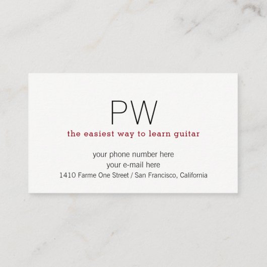 ギター先生のギターピック付き名刺 名刺 (裏面)