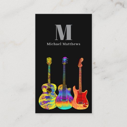 ギター先生カスタムロゴとソーシャルメディア 名刺 (正面)