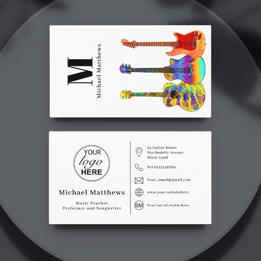 ギター先生カスタムロゴソーシャルメディアのアイコン 名刺