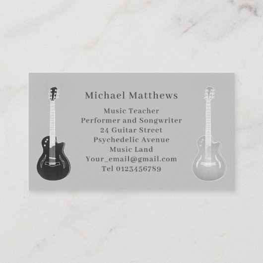 ギター先生ミュージシャンカスタムグレー 名刺 (裏面)