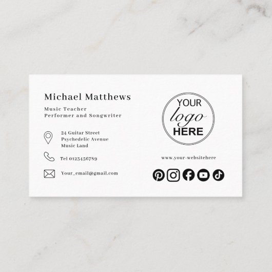 ギター先生ロゴとソーシャルメディアカスタム 名刺 (裏面)