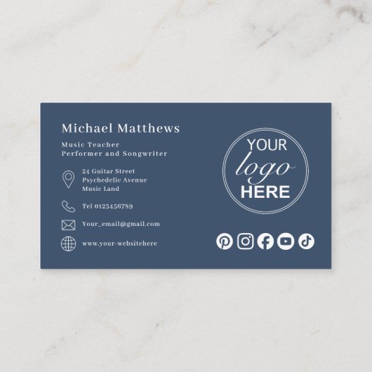 ギター先生ロゴとソーシャルメディアカスタム 名刺