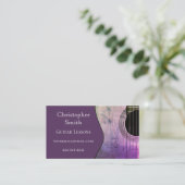 ギター先生音楽レッスントレンディーモダンパープル 名刺 (スタンド正面)