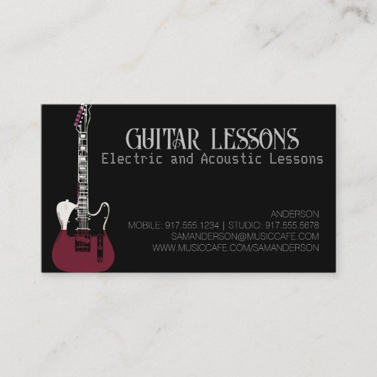 ギター先生 |電気・音響レッスンの電話 コーリングカード (正面)