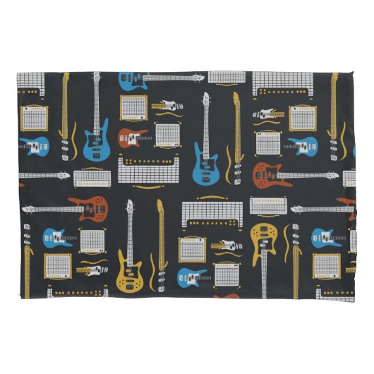 ギター及びサプライヤパターン 枕カバー (正面)
