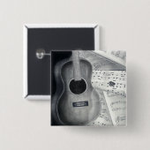 ギター及び楽譜ボタン 缶バッジ (正面&裏面)