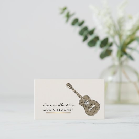 ギター奏者の楽器の音楽の先生の金ゴールド 名刺 (スタンド正面)