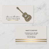 ギター奏者の楽器の音楽の先生の金ゴールド 名刺 (正面/裏面)