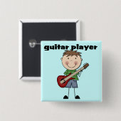 ギター奏者-男性のTシャツおよびギフト 缶バッジ (正面&裏面)