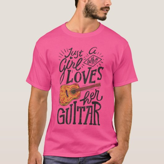ギター好き女子のためのアコースティックギタリスト Tシャツ (正面)