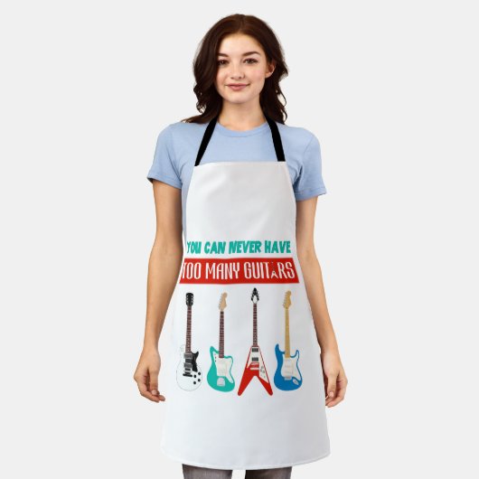 ギター好き |たくさんのギターは絶対に必要ない エプロン (着用した状態)