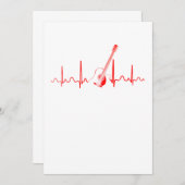 ギター好き |アコースティックギターハートビートギフト サンキューカード (正面/裏面)