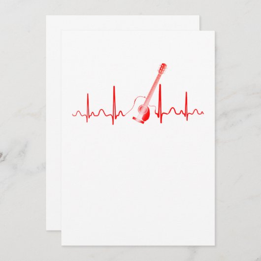ギター好き |アコースティックギターハートビートギフト サンキューカード (正面/裏面)
