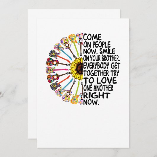 ギター好き|アコースティックフローラギターの贈り物 サンキューカード (正面/裏面)