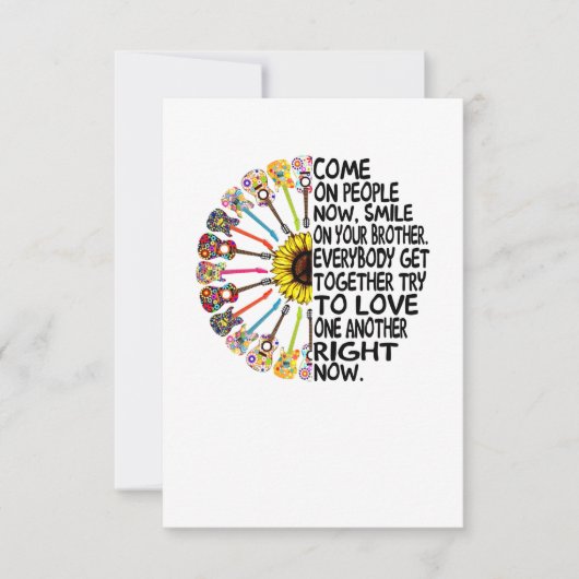 ギター好き |アコースティックフローラギターギフト サンキューカード (正面)