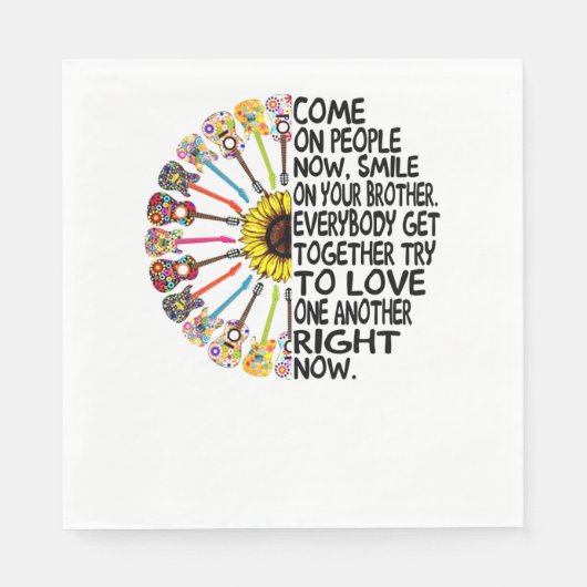 ギター好き |アコースティックフローラギターギフト スタンダードランチョンナプキン (正面)