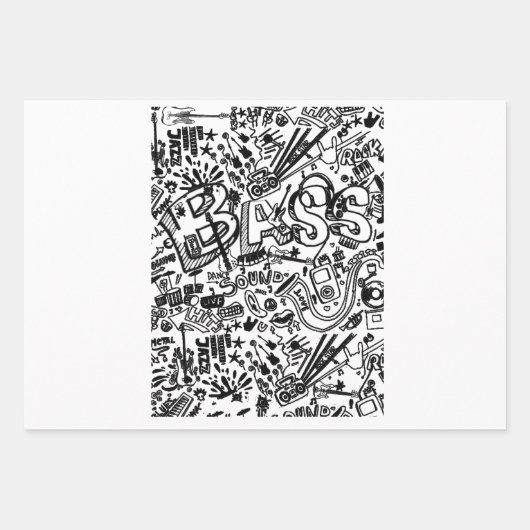 ギター好き |ギターパターンギフト ラッピングペーパーシート (正面)