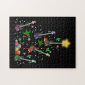 ギター好き |クリスマスツリーのギターギフト ジグソーパズル (横)