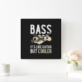 ギター好き |バスギターに似ているがクール スクエア壁時計 (ホーム)