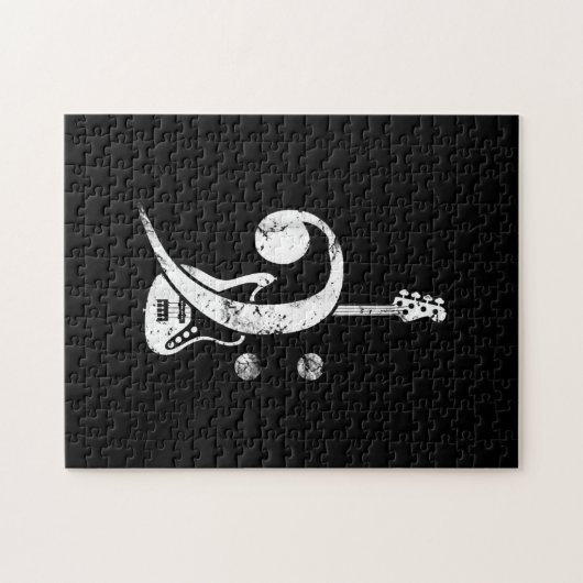 ギター好き | Bassクレフ、 音符記号ベース・ギター ジグソーパズル (横)