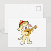 ギター弾きながら音楽を奏でる犬 ポストカード (正面/裏面)