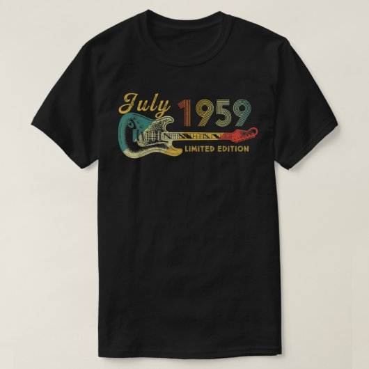 ギター愛好家63歳ギフト1959年7月限定E Tシャツ (デザイン正面)