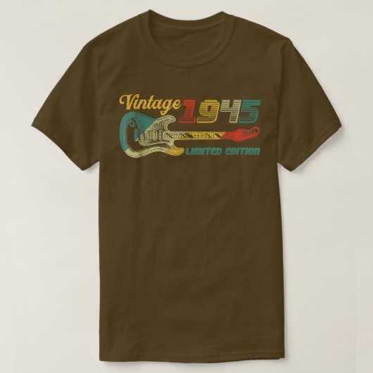 ギター愛好家77歳ヴィンテージ1945限定編集 Tシャツ (デザイン正面)