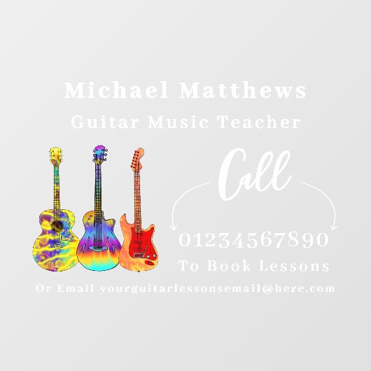 ギター教師の音楽レッスン広告 ウィンドウサイン (シート)